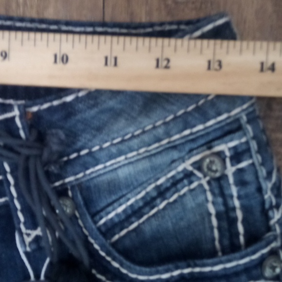 Rock Revival Blue Denim Jeans Skinny Bejeweled Rhinestones Distressed NWT - Picture 11 of 13